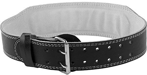 GORILLA SPORTS® Gewichthebergürtel - Leder, Schnalle, 16 Verstellbar Löcher, Gepolstert, in Größen S/M/L/XL - Trainingsgürtel, Weight Lifting Belt, Krafttraining, Gewichtheben, Powerlifiting