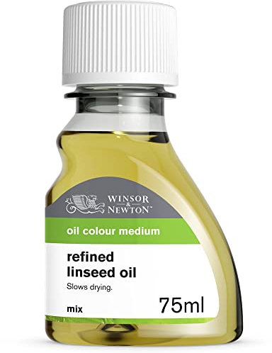 Winsor & Newton 2621748 Gereinigtes Leinöl für Ölfarben, alterungsbeständig, steigert den Glanz und die Transparenz von Ölfarben, verlangsamt den Trocknungsprozess - 75ml Flasche