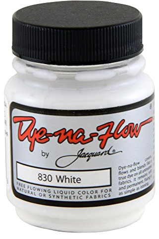 Jacquard White Fabric Paint, Liquid Acrylic Dye-Na-Flow Textile Colour for Silk Painting, Cotton Crafts and Wood Art, Permanent Non-Toxic Ink, 66.5ml
