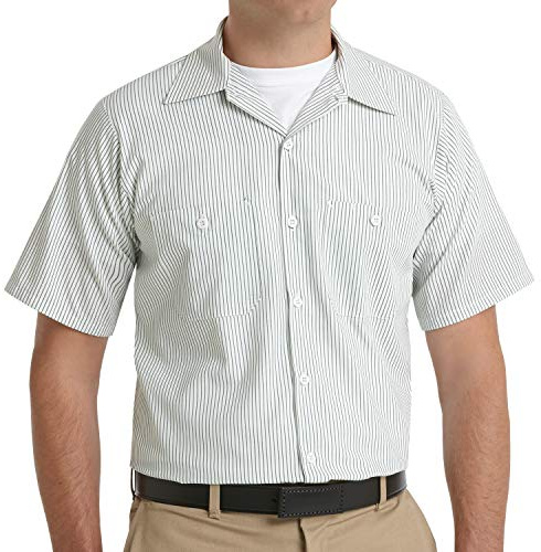 Red Kap Industrial Stripe Work Shirt, Regular Fit, Short Sleeve Camisa Hombre (Pack de 1)