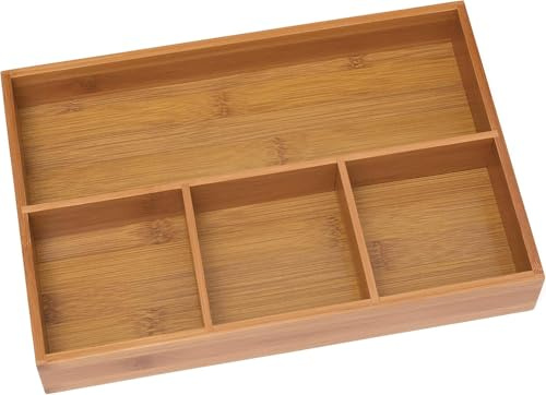 Lipper International 824, Bamboo Wood 4-Compartment Organizer Tray, 11 5/8 x 7 7/8 x 1 3/4