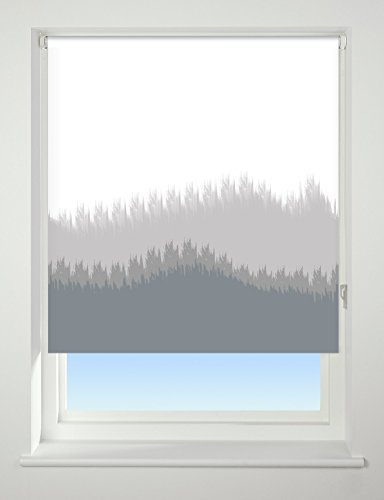 UNIVERSAL Blur Border Patterned Thermal Blackout Roller Blind, Grey, W90cm