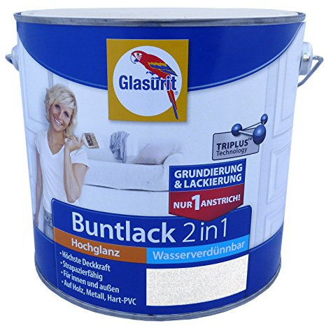GlasuritBuntlack 2in1 Hochglanz Wasserv. - 500ml (RAL 3000 Feuerrot)