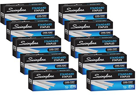 Swingline Staples, Standard, 1/4 Length, 210/Strip, 5000/Box, 10 Pack (35111) Packaging May Vary