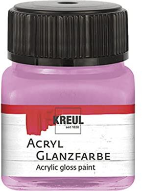 KREUL 79206 - Acryl Glanzfarbe, 20 ml Glas in rosé, glänzend-glatte Acrylfarbe zum Anmalen und Basteln, auf Wasserbasis, speichelecht, schnelltrocknend und deckend