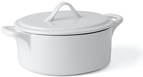 Holst Porzellan COC 212 Cocotte/Kokotte/Topf mit Deckel 1,1 l, weiß, 17 x 15.5 x 11 cm