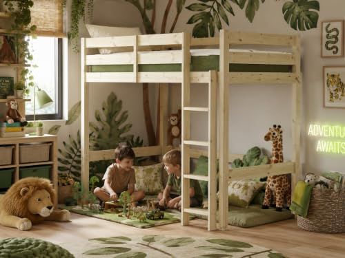 STRICTLY BEDS&BUNKS Icarus High Sleeper Bunk Bed, Heavy Duty Solid Pine 3ft Single – Suitable for Adults