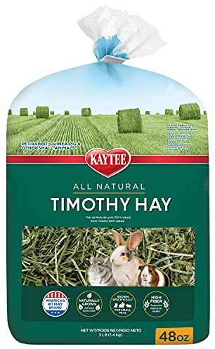 Kaytee Timothy Hay, High Fiber, Grown Specifically for Small Animals, Rabbits, Guinea Pigs, Chinchillas, 48 Ounces