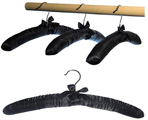 Hagspiel Kleiderbügel gepolstert, Satin schwarz 10 STK.