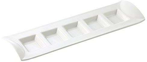 CAC China CN-5T13 5 Compartment Porcelain Rectangular Tray (Box of 36), 13 by 3-7/8 by 1-3/8, Super White