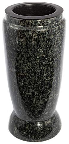 Afterglow Vase Funéraire Élégant en Granit Véritable Impala Foncé - Hauteur 20 cm Ø 10 cm - Décoration Funéraire Résistant aux Intempéries et au Gel - Insert en Plastique