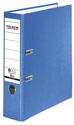 Original Falken Recycolor Umwelt-Ordner Öko. Made in Germany. Farbiger Papierbezug außen 8 cm breit DIN A4 blau Ringordner Aktenordner Briefordner Büroordner Pappordner CO2-Neutral Blauer Engel