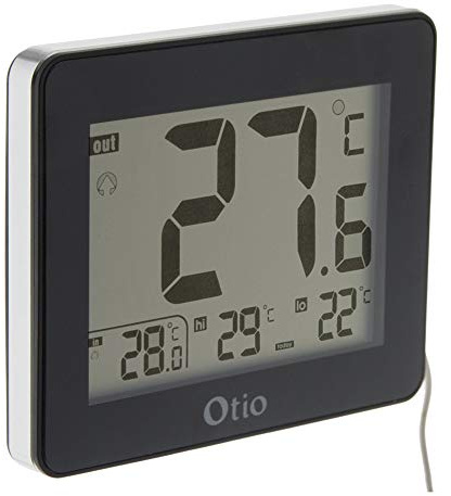 Otio Thermomètre intérieur extérieur filaire noir - grand écran