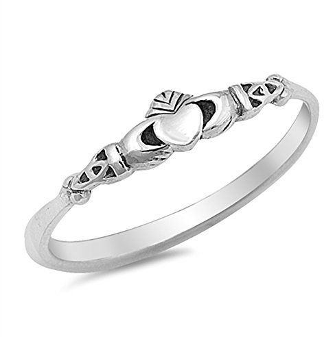 Claddagh Love Heart Celtic Knot Promise Sterling Silver Ring Size 8