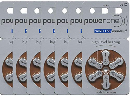 Power One Size 312 Zinc Air Hearing Aid Batteries No Mercury (42 batteries)