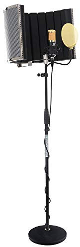 Pronomic CM-100BG Studio Großmembranmikrofon XLR-Kondensatormikrofon inkl. Popkiller und Micscreen Set (mit Mikrofonspinne, Etui, Windschutz, Reduziergewinde, Mikro Popschutz, Absorber) schwarz