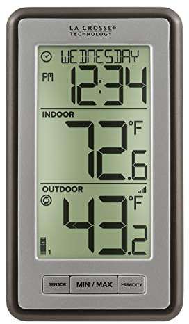 La Crosse Technology WS-9160UV3 Digital Indoor Outdoor Thermometer Wireless - Multi-Format Remote Temperature Sensor, Temperature Humidity Monitor with Manual Settings and 24-hr Display