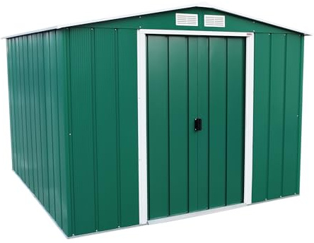 Duramax ECO 8 x 8 (5,89 m²) metallutrustning, varmförzinkat metallhus – verktygsskjul, förstärkt takkonstruktion, underhållsfri och väderbeständig metallskjul, grön