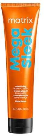 Matrix Mega Sleek Blow Down Smoothing Leave-In Cream - Smooths Hair, Detangles, & Tames Frizz, Heat Protectant, For Dry, Damaged & Frizzy Hair, 5.1 Fl Oz