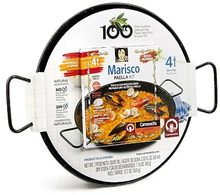 Carmencita Paella-Kit, Set: Olivenöl, Reis, Gewürzmischung, emaillierte Pfanne