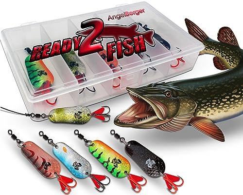 Angel-Berger Blinker Sortiment in Box Kunstköder Set Angelset Verschiedene Größen (Hecht, 30g)