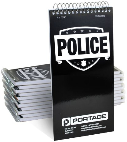Portage Public Safety Police Notebook – Top Bound Spiral Notebook, Writing Pad for Interviews, Accidents & Incident Reports, Field Notes Book for Police – 4 x 8 Inches, 70 Sheets, 12 Pack