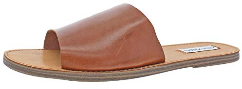 Steve Madden Women's Grace Flat Sandal, Cognac Leather, 8.5 M US
