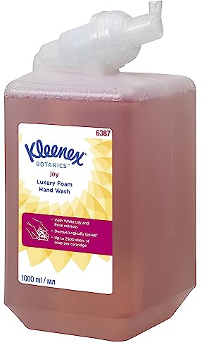 Kleenex Botanics Joy Luxury Savon mousse pour les mains 6387 - Savon mousse parfumé pour les mains - 6 recharges x 1 litre de savon mousse pour les mains, couleur rose (6 litres au total)