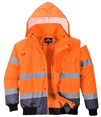 Portwest Blouson Haute-Visibilité bicolore, Couleur: Orange/Marine, Taille: L, C465ONRL