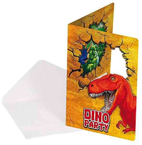 Folat - Dino Party - Carte d'invitation Dinosaure - 6 cartes avec leurs enveloppes