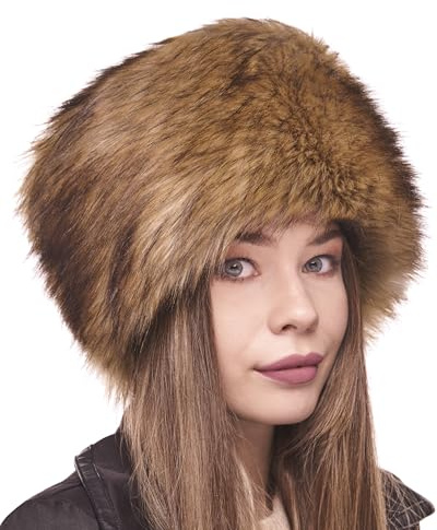 Futrzane Classic Cappello Cosacco - Colbacco Pelo Donna di Pelliccia Sintetica (M, Ambrato Classic)