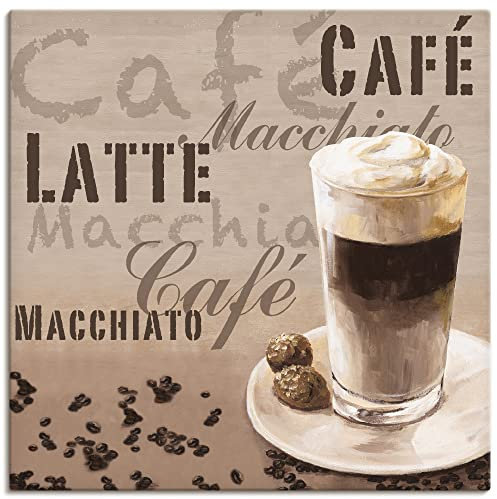 ARTLAND Wanddeko Leinwand Bilder Wandbild 50 x 50 cm Ernährung Genuss Getränke Kaffee Mixed Media Creme A5SZ Kaffee Latte Macchiato