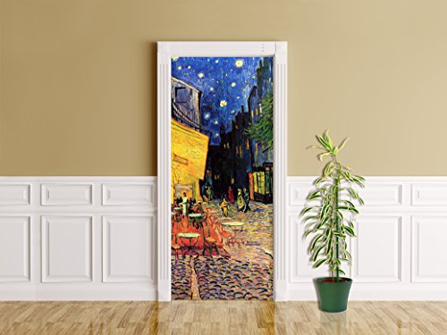 Bilderdepot24 selbstklebende Türtapete - Vincent Van Gogh - Caféterrasse am Abend 90 x 200 cm - einteiliger Aufkleber für Türen Folie für Türen Poster - Maler alte Meister Kunstwerk