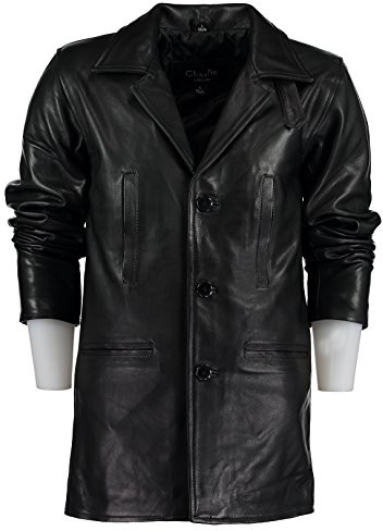 Charlie LONDON Men's Max Payne Real Black Leather Jacket Coat - Distinctive Style with Men's Leather Jackets (UK, Alpha, XL, Regular, Regular, Black)