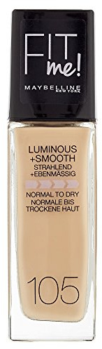 Maybelline New York Make Up, Fit Me! Foundation mit LSF18, Für makellose Haut, Alle Hauttypen, Nr. 105 Natural Ivory, 30 ml