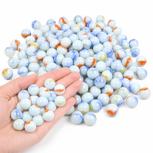 ARSUK White Glass Marbles, 80 pcs Kids Play Glass Marbles, Solid White Milky Marbles 16mm, Comes in a Bag, Protection Against Damage, Sports Toys & Outdoor Games (455g Milky Marble)