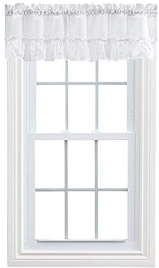 Ellis Curtain Stacey Sheer Ruffled Filler Valance, White, 54 x 13
