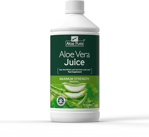 Aloe Pura Aloe Vera Maximum Strength Juice, Natural, Vegan, Cruelty Free, Food Supplement, 1ltr