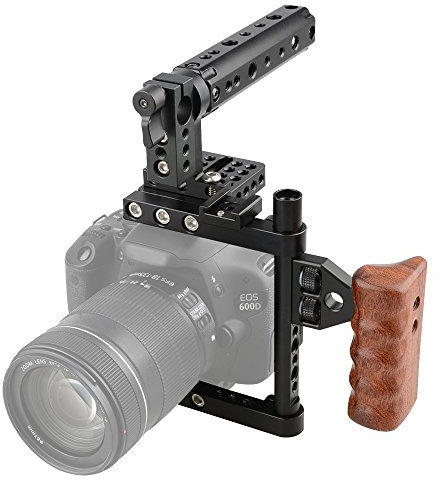 CAMVATE DSLR Camera Cage Top Handle Wood Grip for Canon Nikon Sony Panasonnic