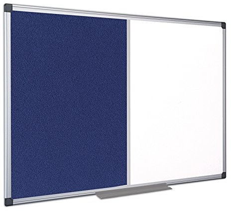 Bi-Office Maya Kombitafel, Blau Filz/Magnetisch, Aluminiumrahmen 150x120cm