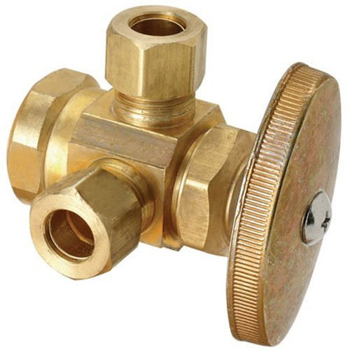 BRASSCRAFT R1701LRX RD 1/2 Female Iron Pipe x 3/8 OD Compression x 3/8 OD Compression Rough Brass Dual Outlet Valve