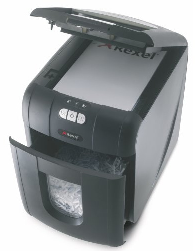 Rexel Auto+ 100X Distruggidocumenti con Alimentazione Automatica, Taglio a Frammenti, 100 Fogli, Nero, 150