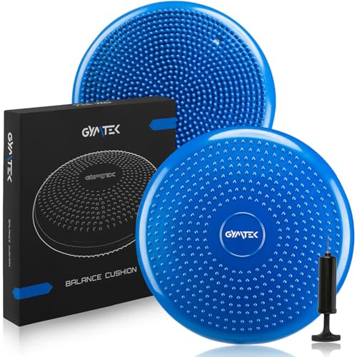 Gymtek Planche d'équilibre, 33 cm, Coussin d'équilibre, Entraîneur d'équilibre, Oreiller pneumatique, Bleu