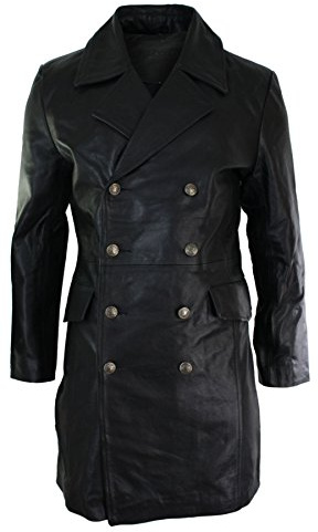 Giacca Cappotto Lungo in Vera Pelle da Uomo Dark Punk Rock Emo nero 5xl