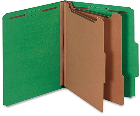 Universal 10302 Pressboard Classification Folders, Letter, Six-Section, Emerald Green (Box of 10)