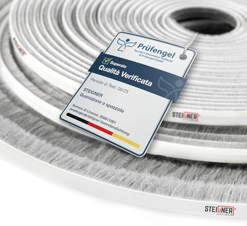 STEIGNER 10m Joint brosse adhésif pour porte coulissante GRIS, bande de brosse anti-poussière, hauteur 5 mm