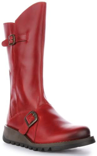 Fly London Mes 2, Botas con hebilla, Mujer, Rojo Red 001, 36 EU
