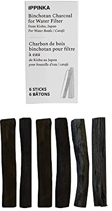 Binchotan Charcoal - Water Purifying Stick From Kishu, Japan for Great-Tasting Water - Each Filters Personal-Sized Water Bottle - 6 Slim Sticks