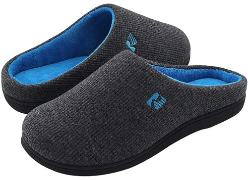 RockDove Herren Original Zweifarbige Hausschuhe mit Rückstellschaum,40/41 EU,Dunkelgrau Blau