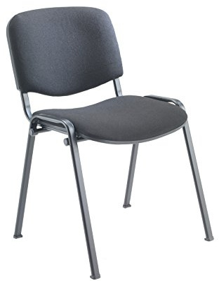 Office Hippo Heavy Duty Meeting Chair, Versatile & Robust Stackable Reception Chair, Office or Conference Chair With Strong Frame & Padded Durable Seat, Up To 115kg Weight - Charcoal/Black, Single